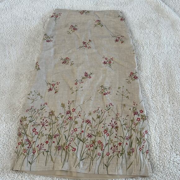 Mix Nouveau Dresses & Skirts - Mix Nouveau Womens Linen Skirt Biege Peasant Maxi Cottage Core Soft Floral 12